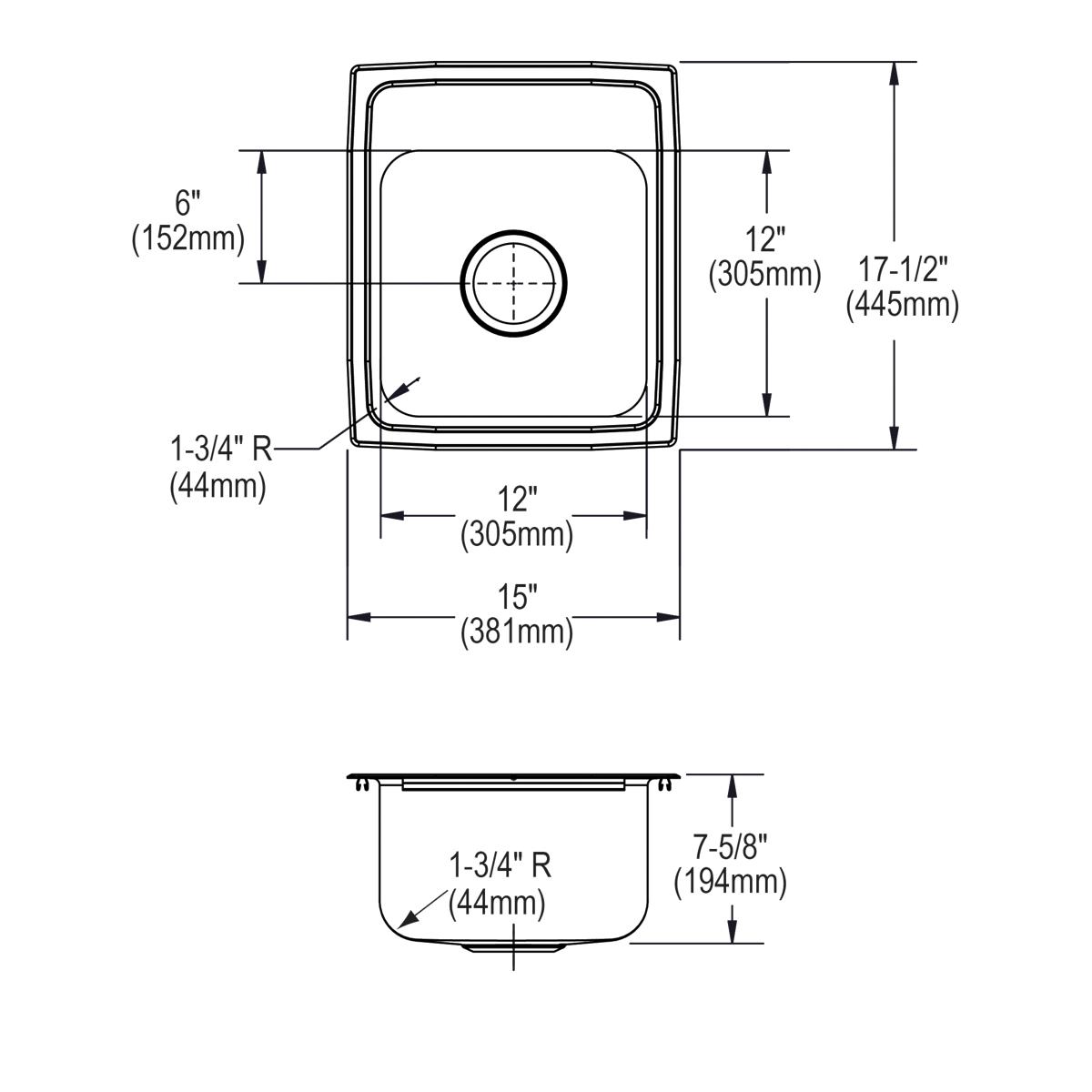 lustrous satin single bowl drop-in bar sink