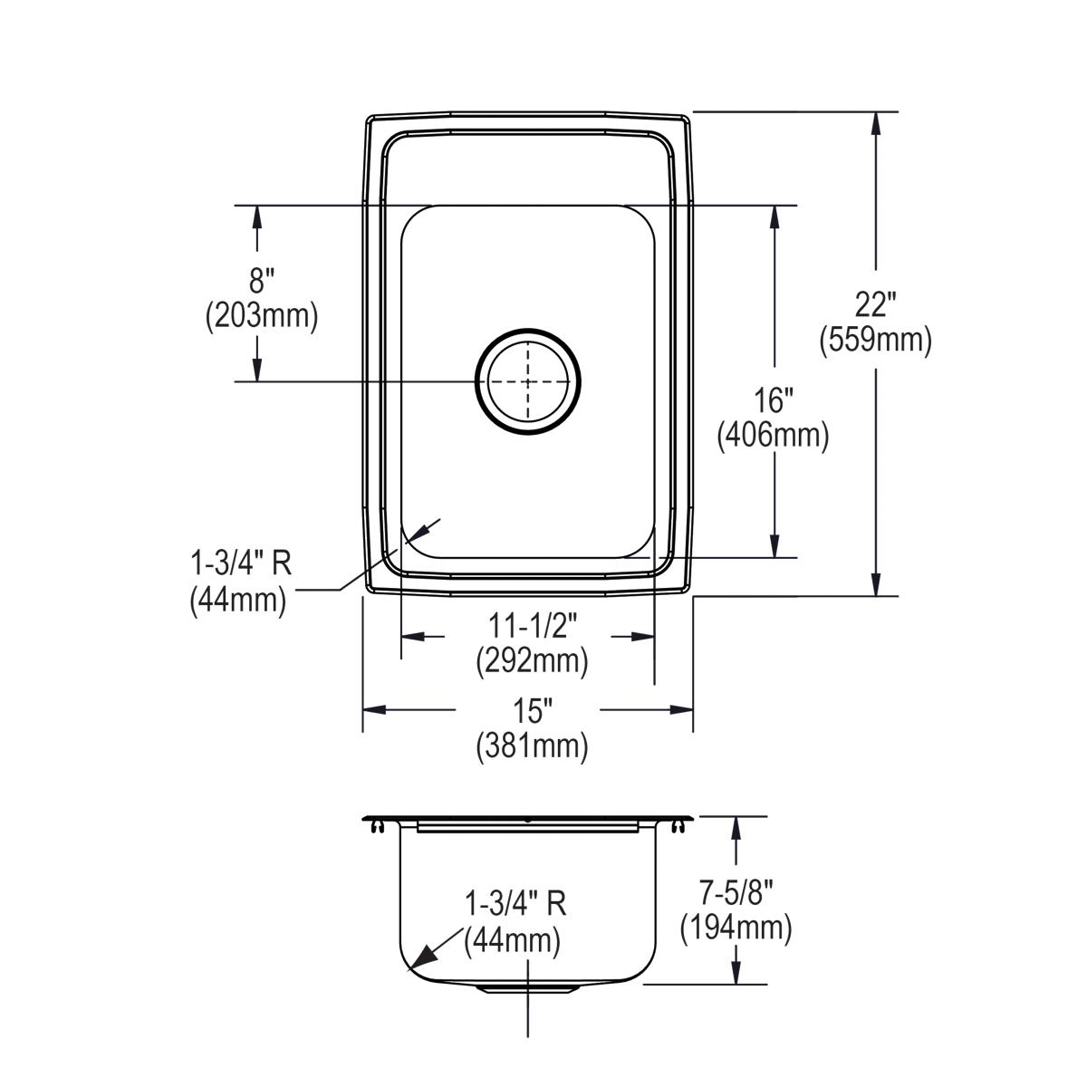 lustrous satin single bowl drop-in sink