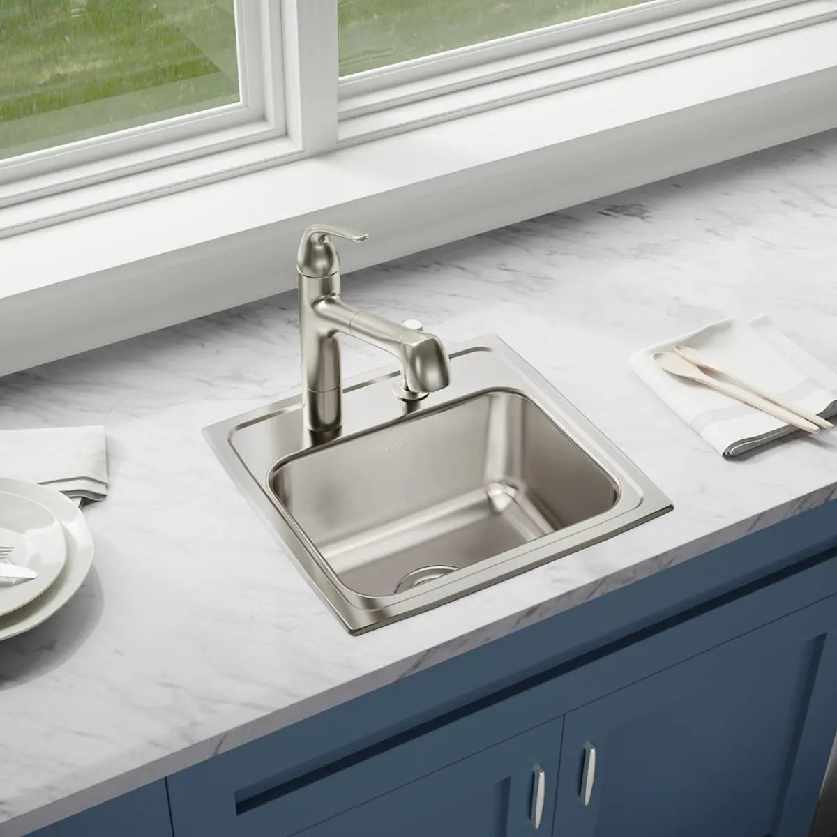 lustertone single bowl drop-in sink