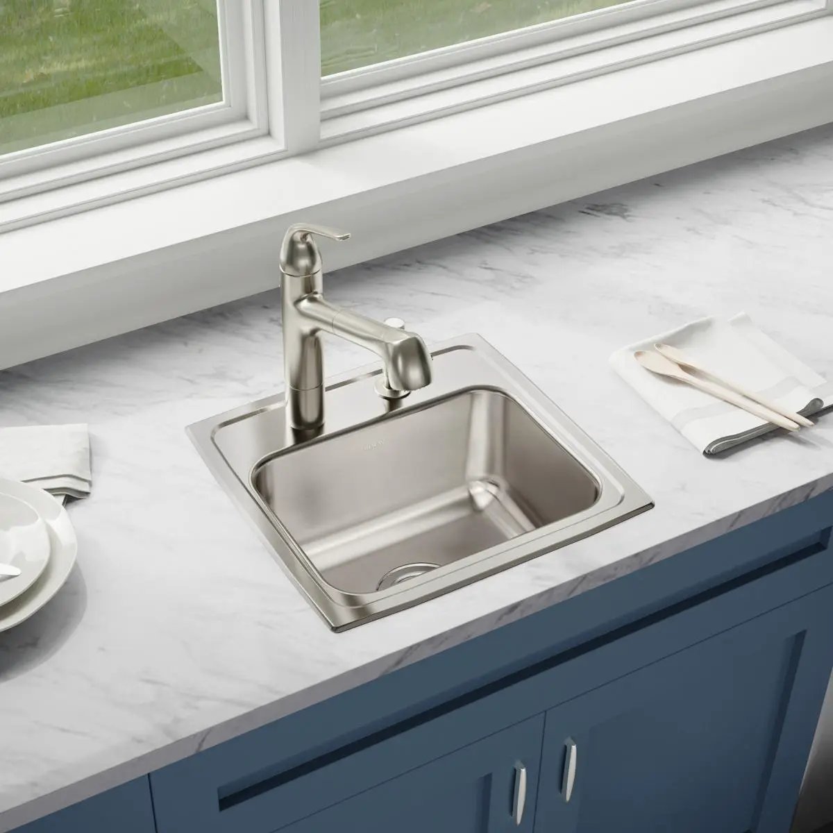 lustertone single bowl drop-in sink