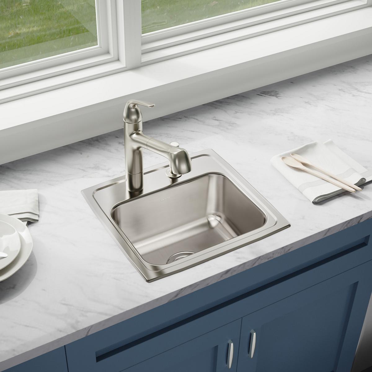 lustrous satin single bowl drop-in sink