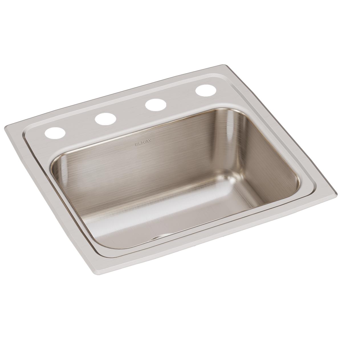 Elkay Lustertone Classic 17" x 16" x 7-5/8" OS4-Hole Single Bowl Drop-in Sink