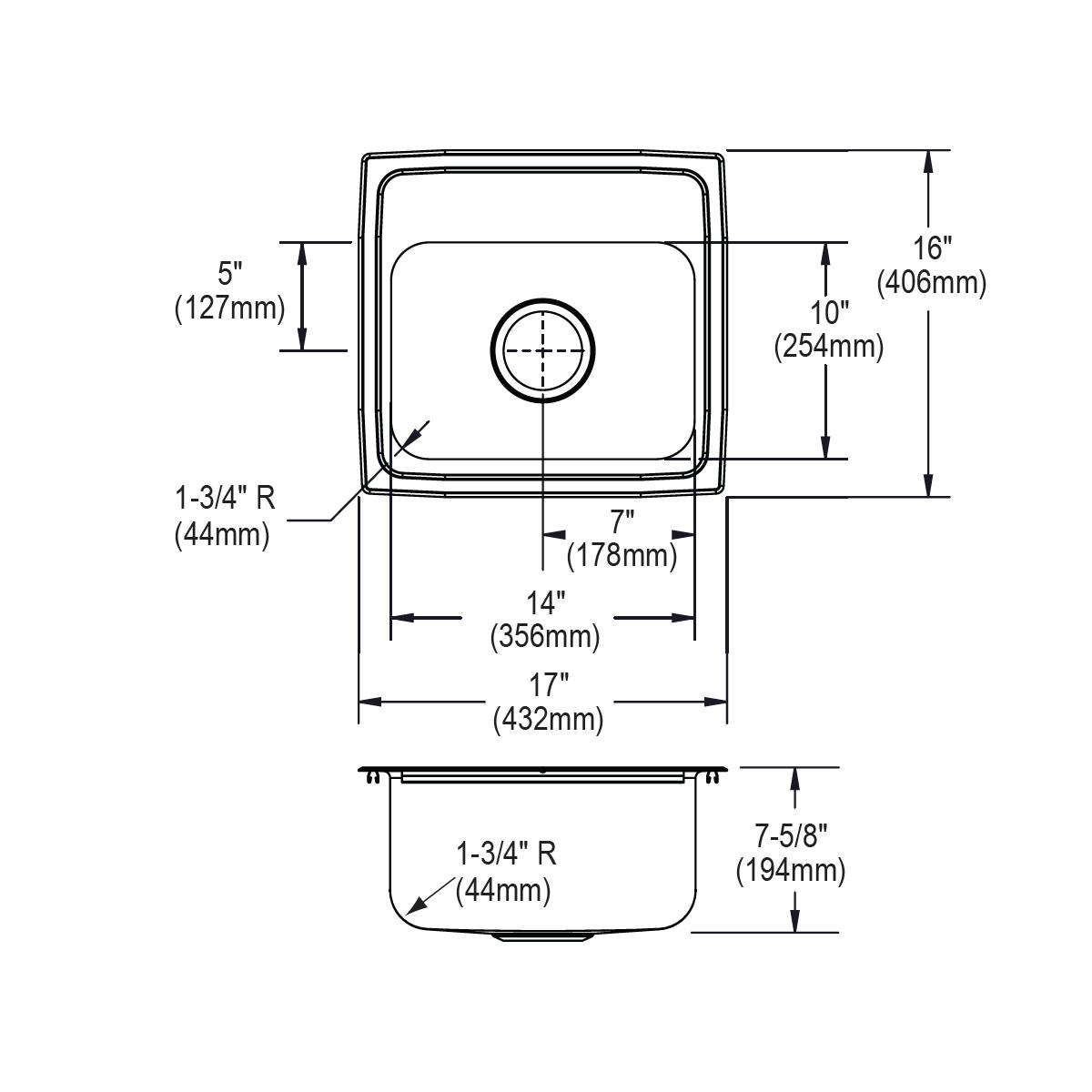 lustrous satin single bowl drop-in sink