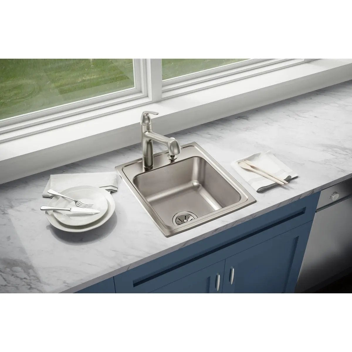 lustrous satin single bowl drop-in sink