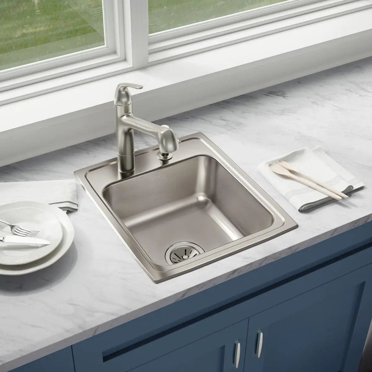 lustrous satin single bowl drop-in sink