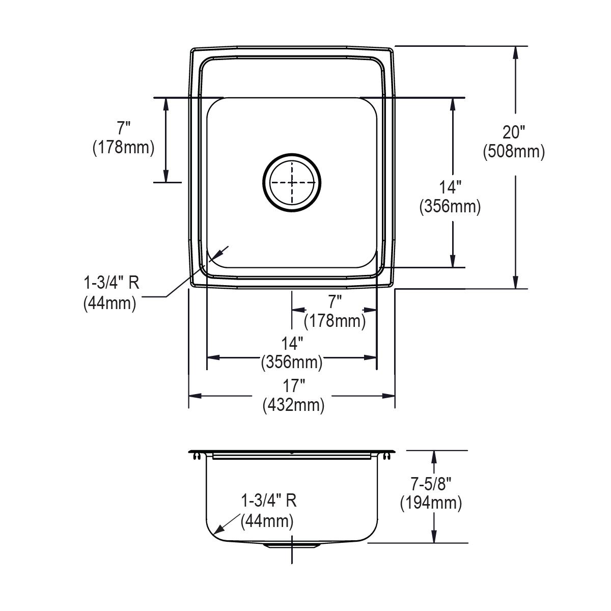 lustrous satin single bowl drop-in sink