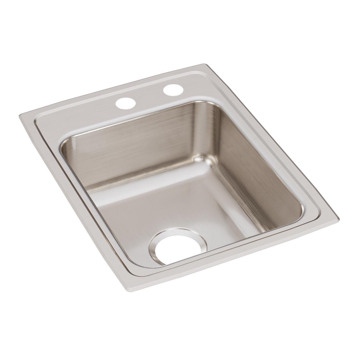 Elkay Lustertone Classic 17" x 22" x 7-5/8" MR2-Hole Single Bowl Drop-in Sink