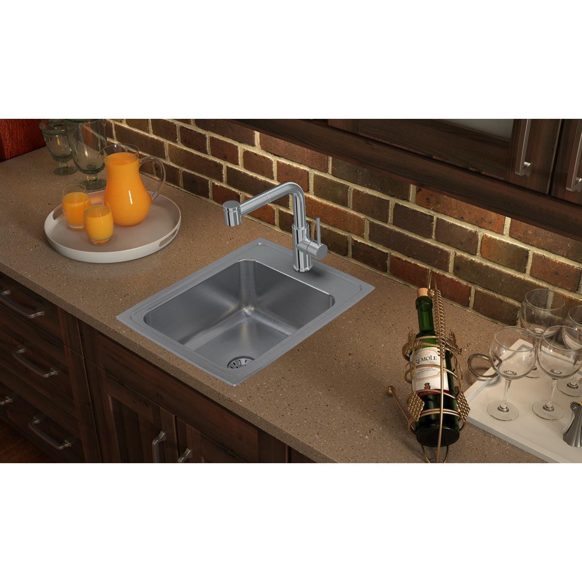 lustrous satin single bowl drop-in sink