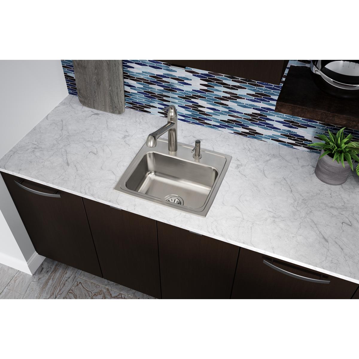lustrous satin single bowl drop-in sink