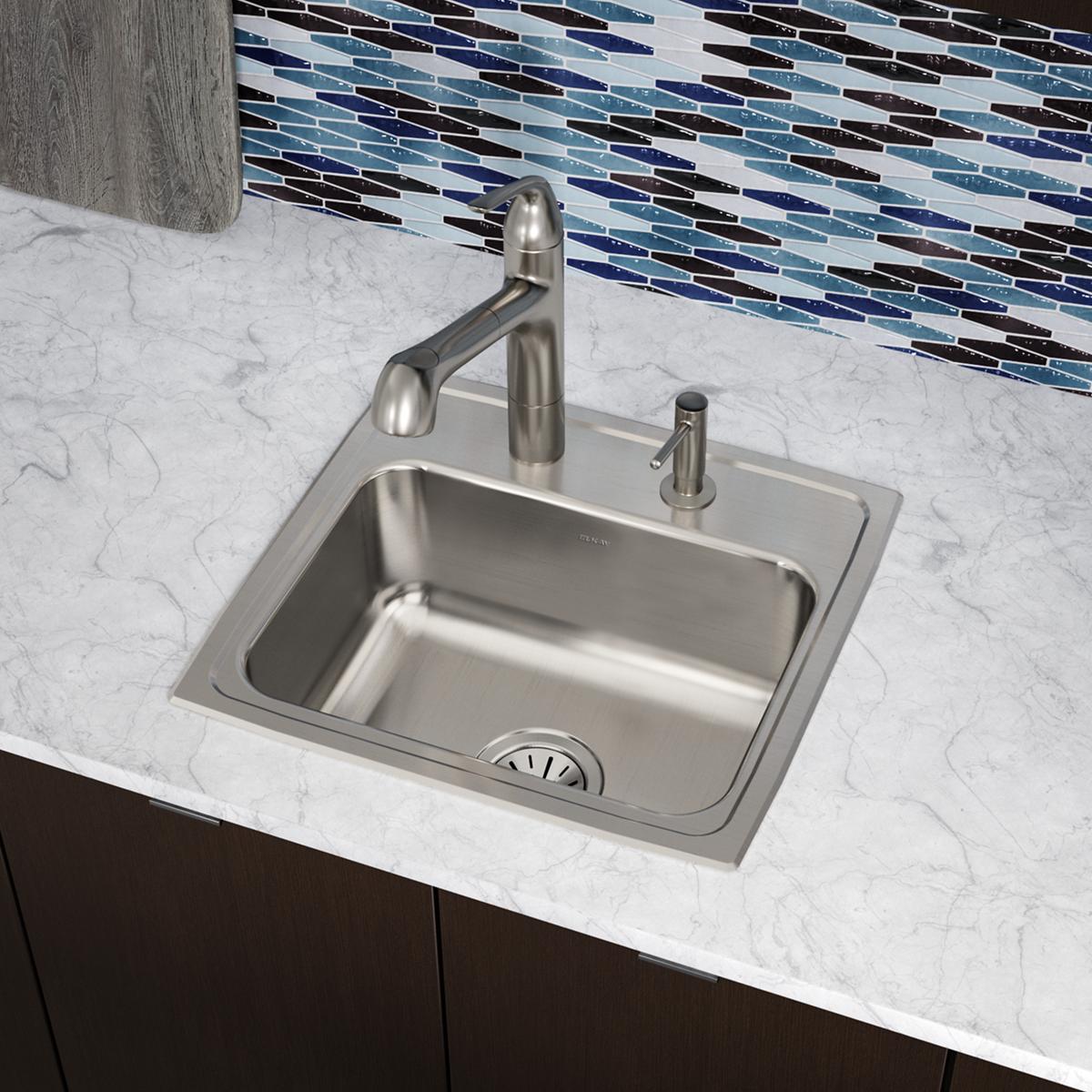 lustrous satin single bowl drop-in sink