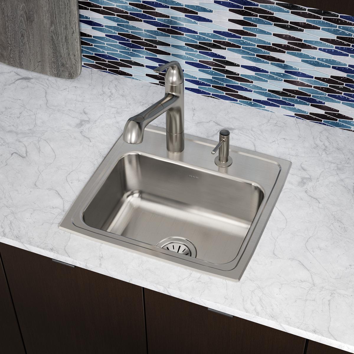 lustrous satin single bowl drop-in sink
