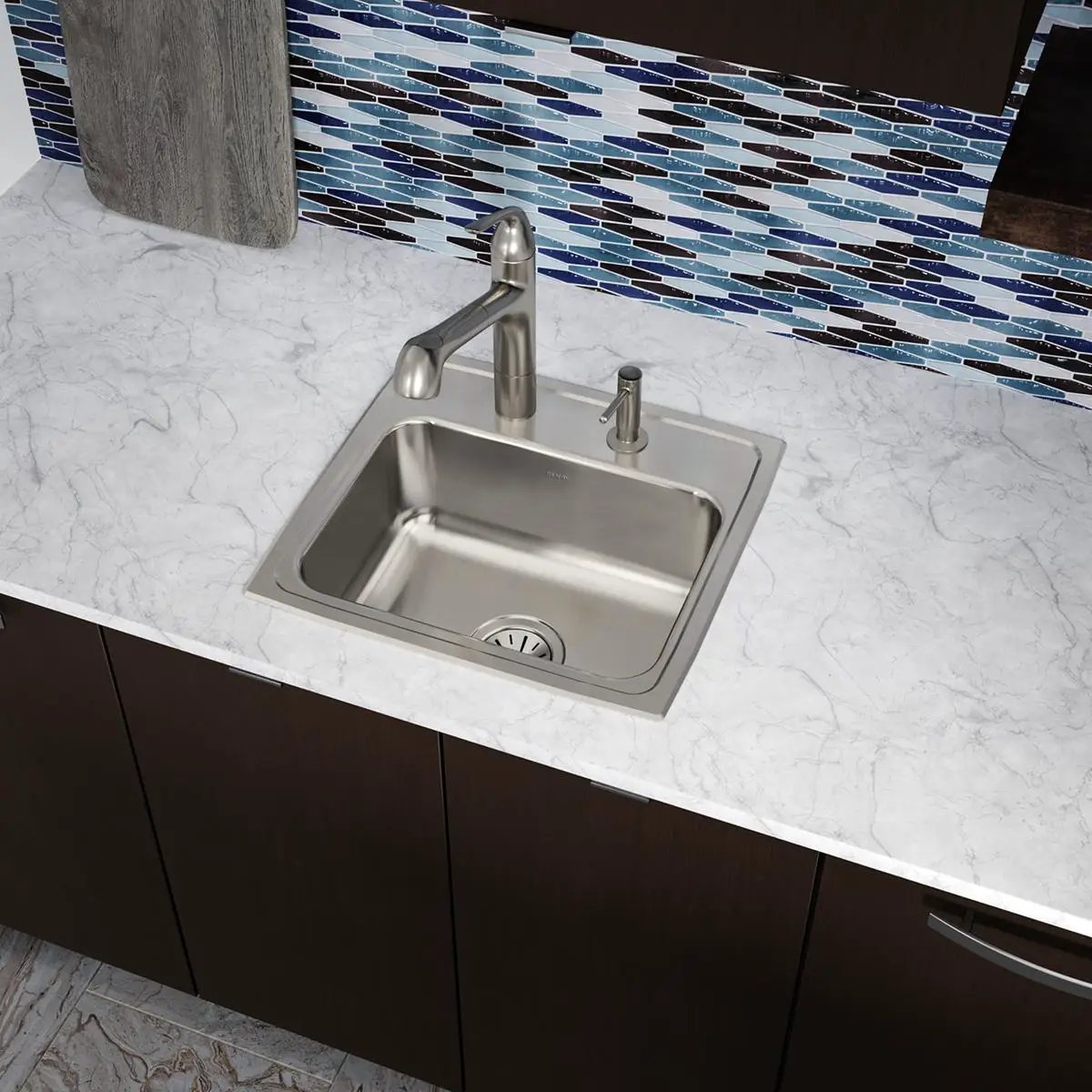 lustrous satin single bowl drop-in sink