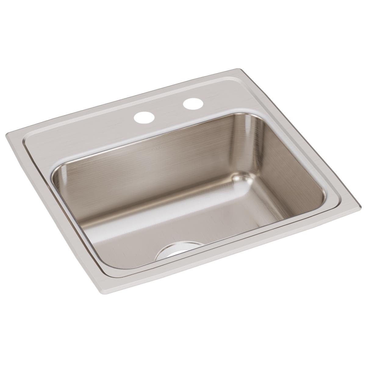 Elkay Lustertone Classic 19" x 18" x 7-5/8" MR2-Hole Single Bowl Drop-in Sink