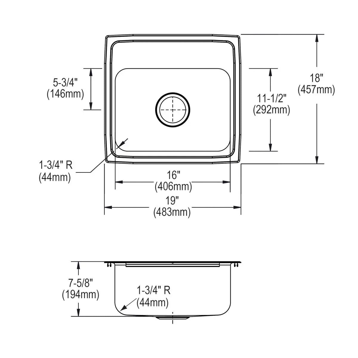 lustrous satin single bowl drop-in sink