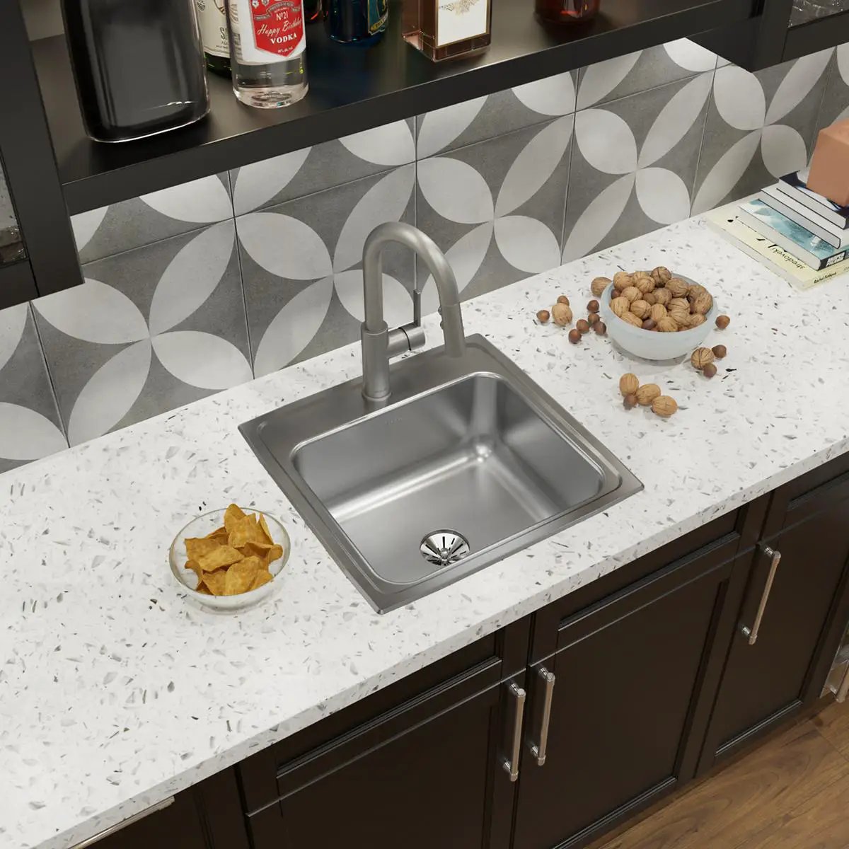 lustrous satin single bowl drop-in sink
