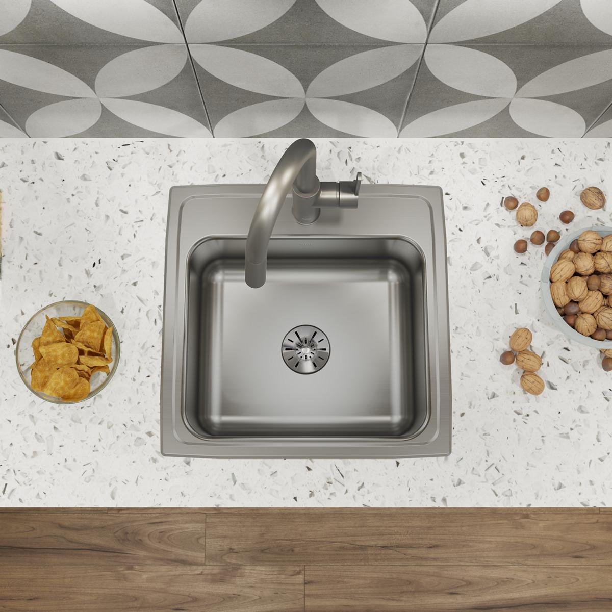 lustrous satin single bowl drop-in sink