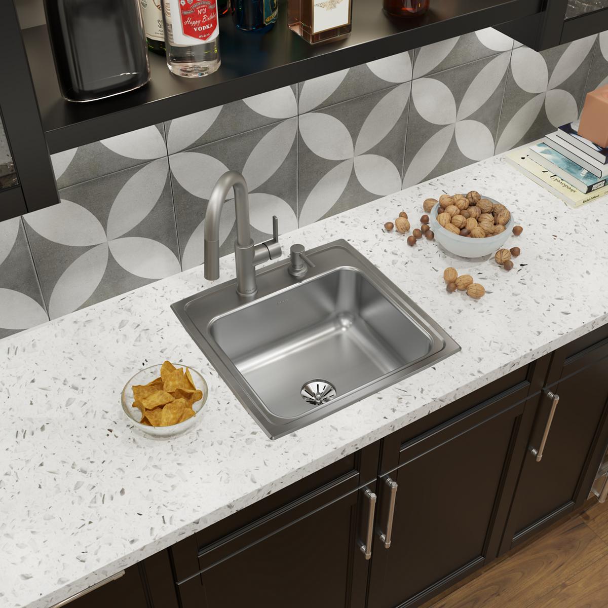 lustrous satin single bowl drop-in sink