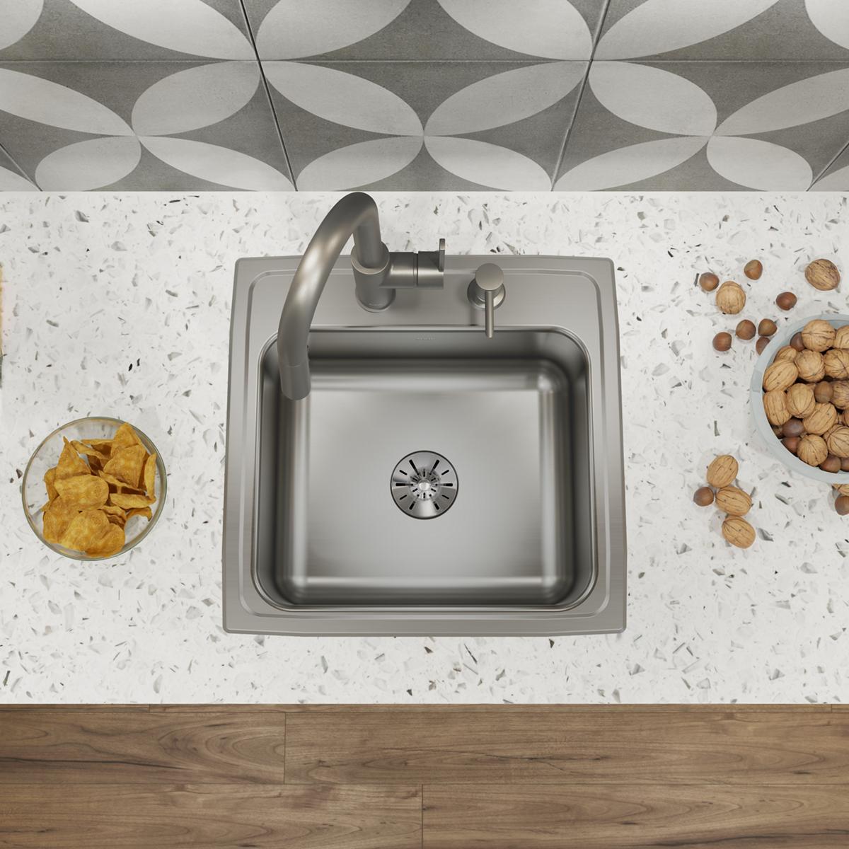 lustrous satin single bowl drop-in sink