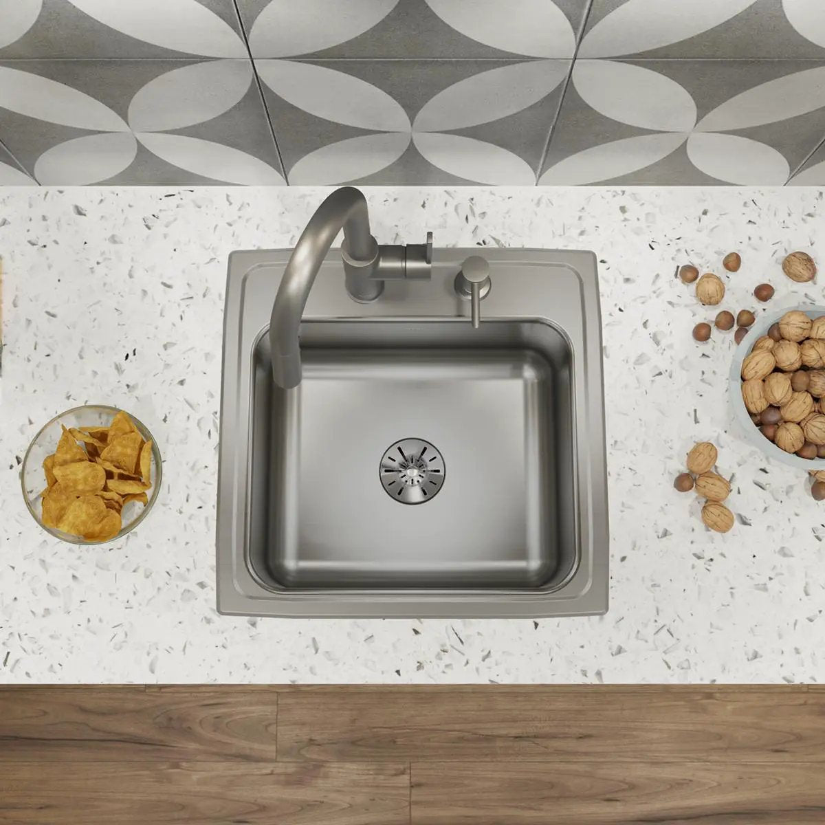 lustrous satin single bowl drop-in sink