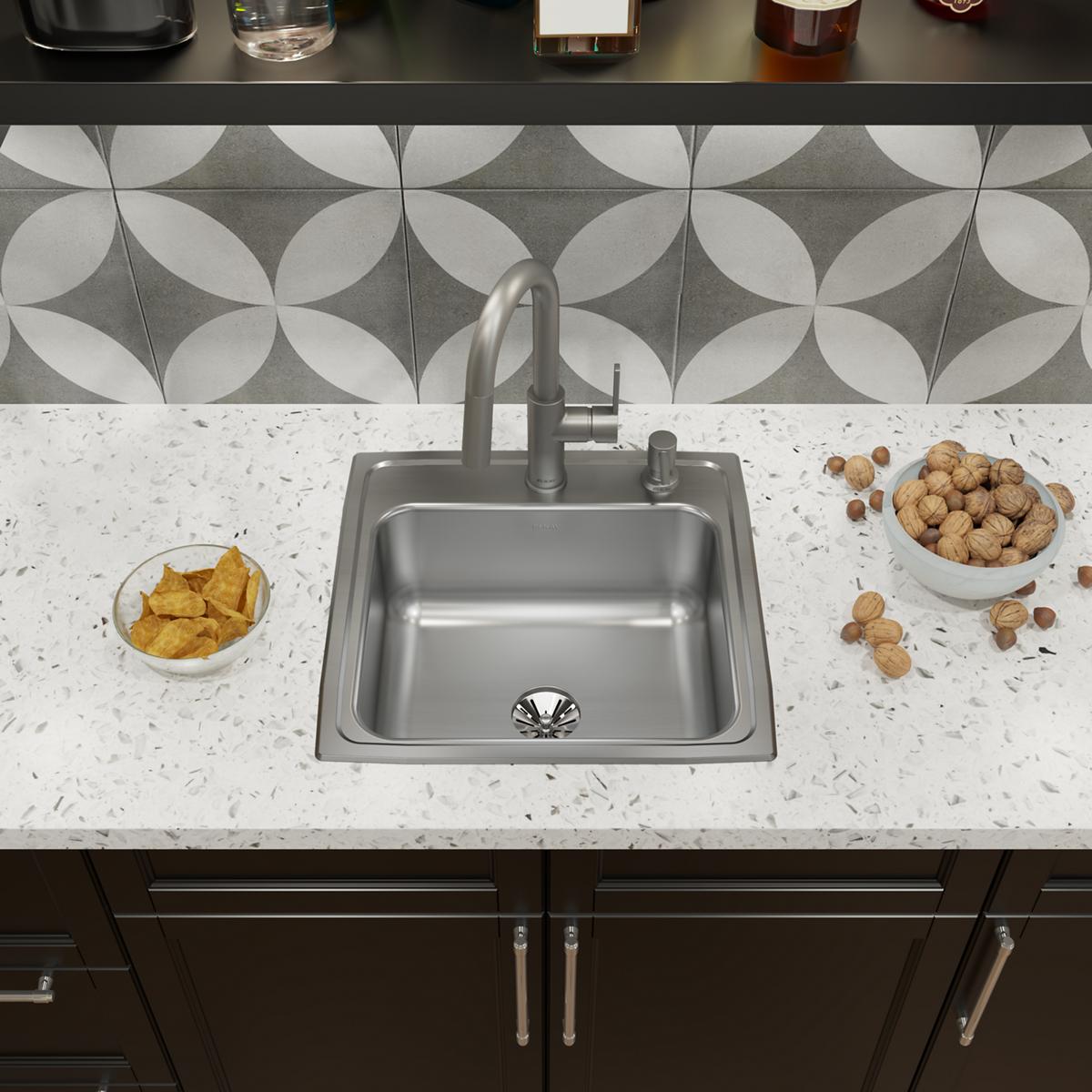 lustrous satin single bowl drop-in sink