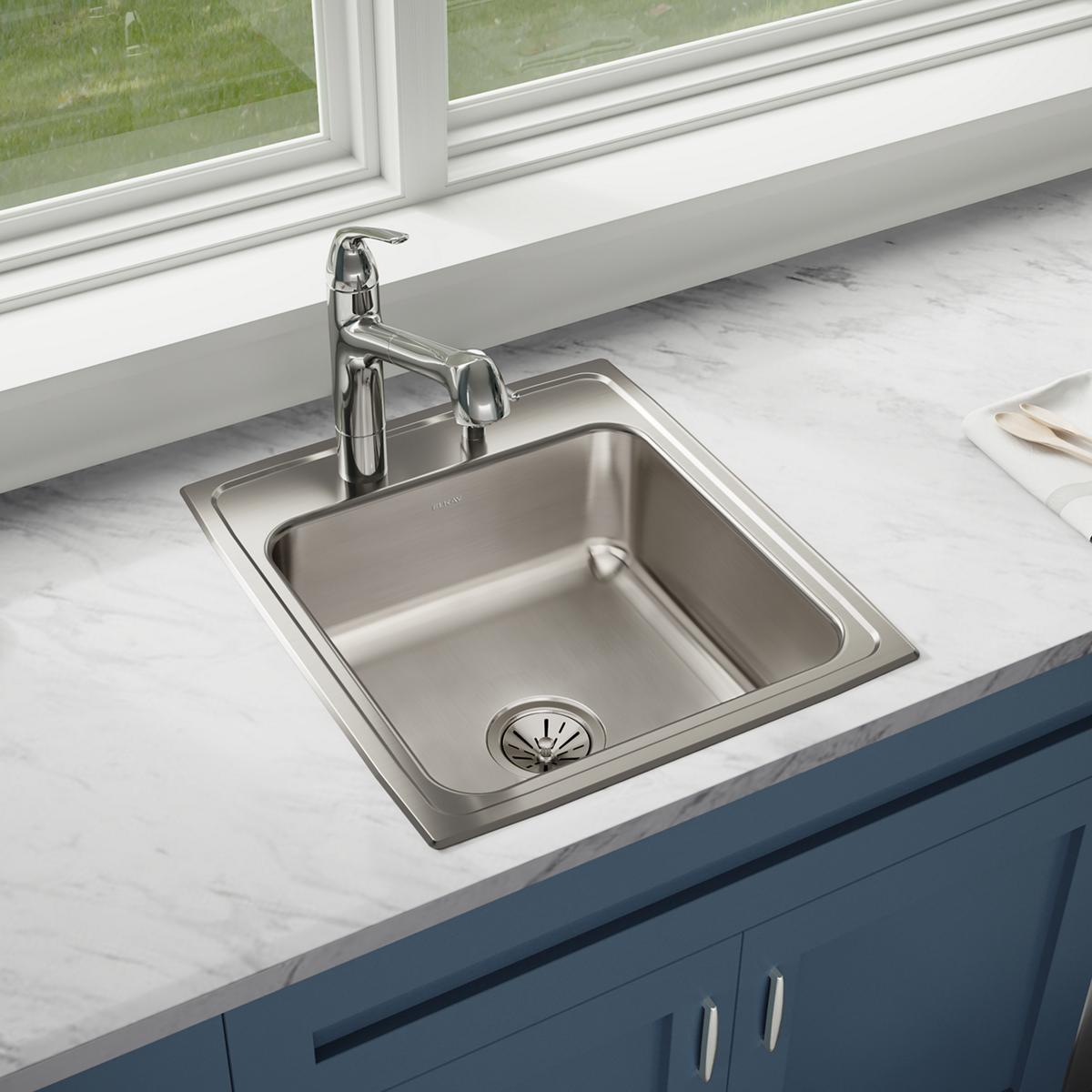 lustrous satin single bowl drop-in sink