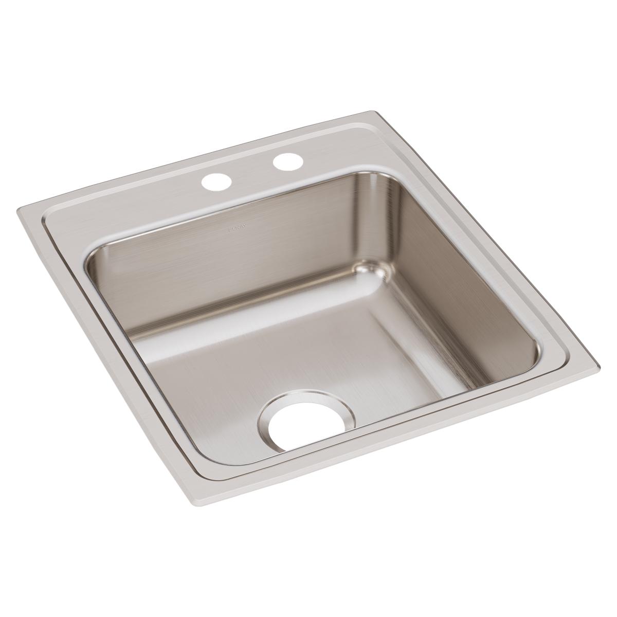 Elkay Lustertone Classic 19-1/2" x 22" x 7-5/8" MR2-Hole Single Bowl Drop-in Sink