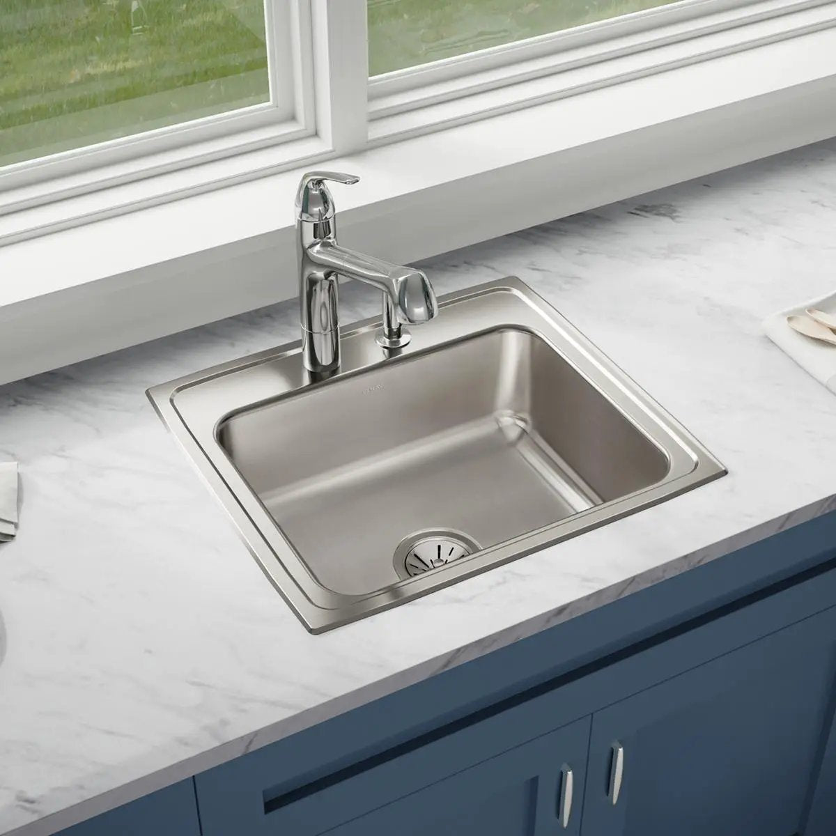 lustrous satin single bowl drop-in sink