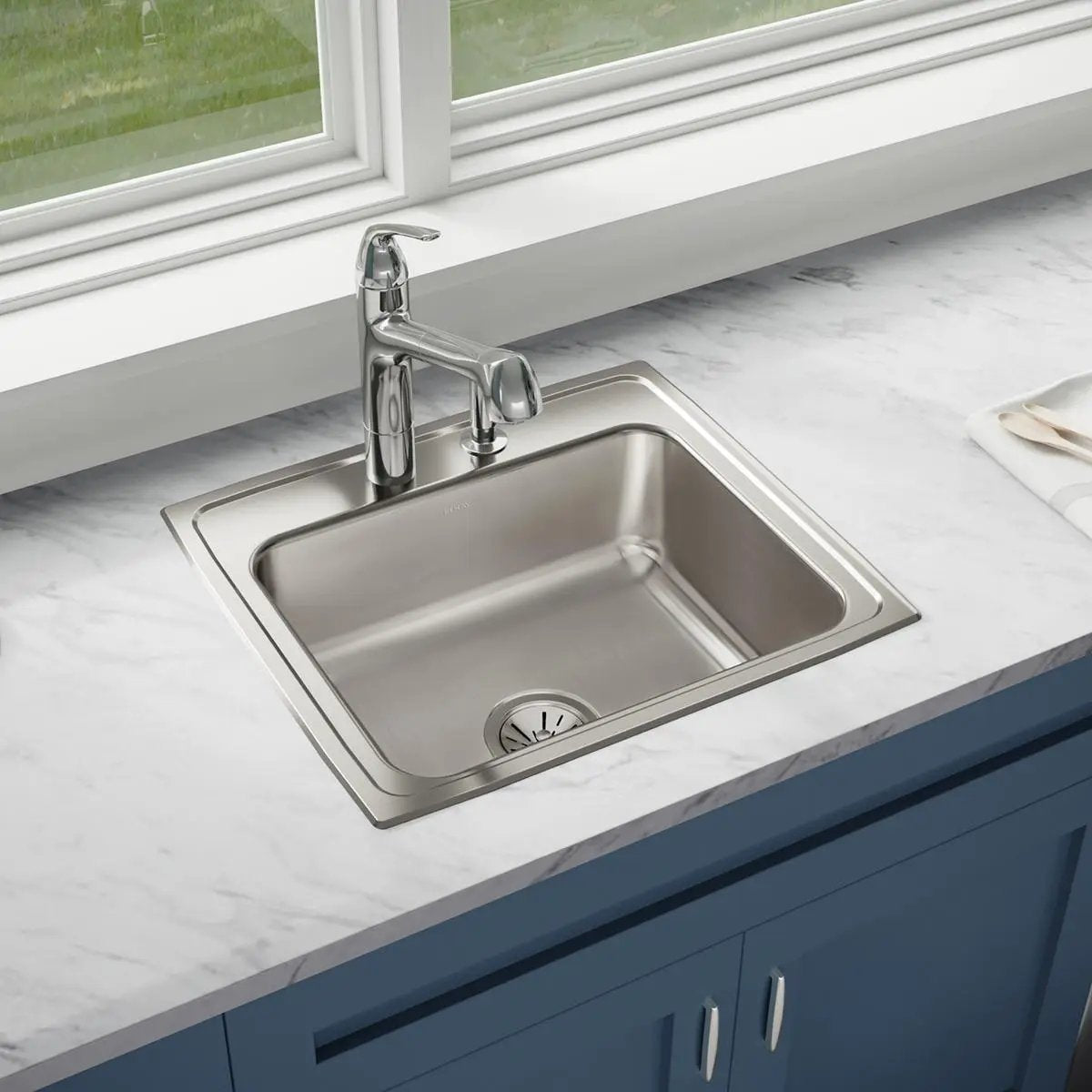 lustrous satin single bowl drop-in sink