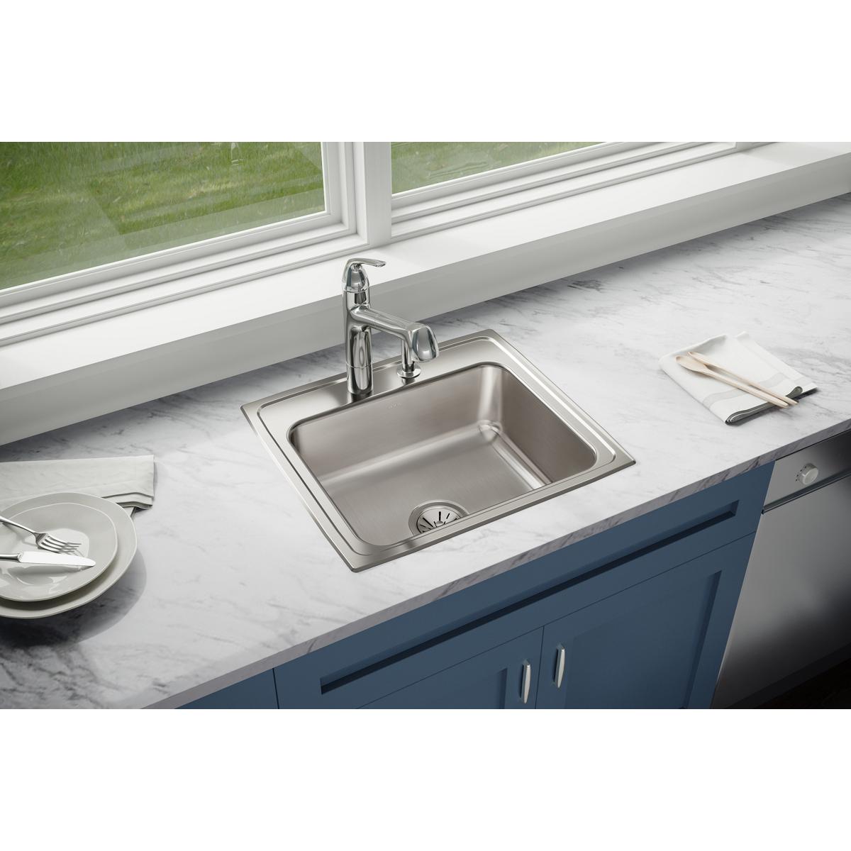 lustrous satin single bowl drop-in sink
