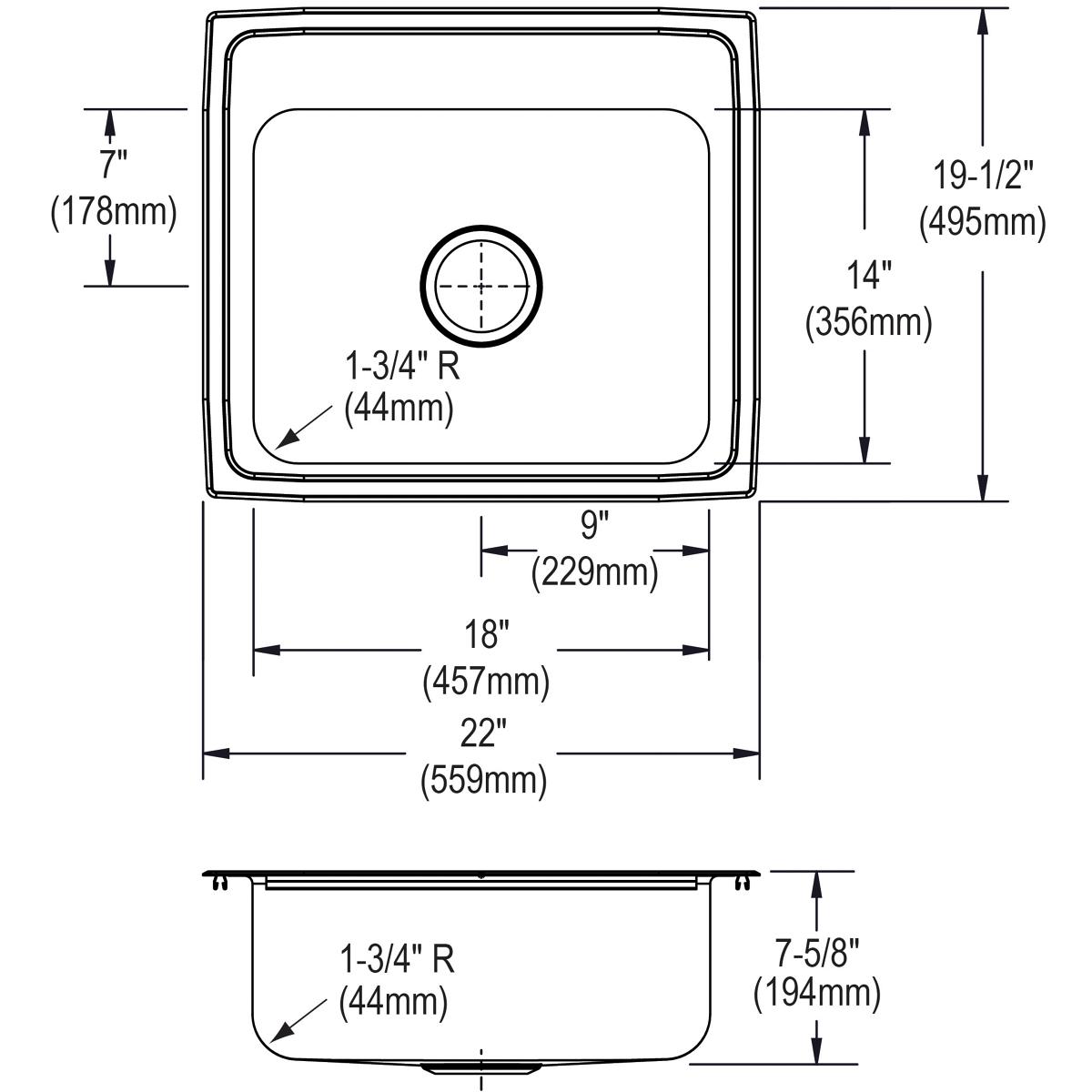 lustrous satin single bowl drop-in sink