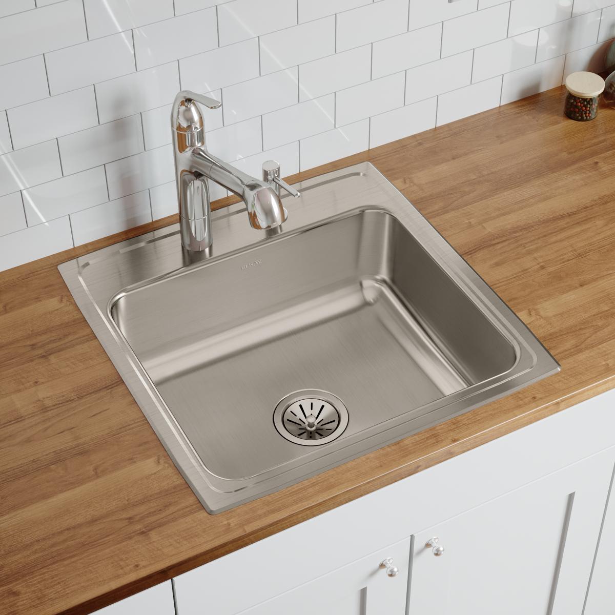 lustrous satin single bowl drop-in sink