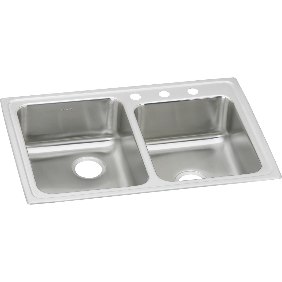 Elkay Lustertone Classic 33" x 22" x 7-7/8" Offset Double Bowl Drop-in Sink