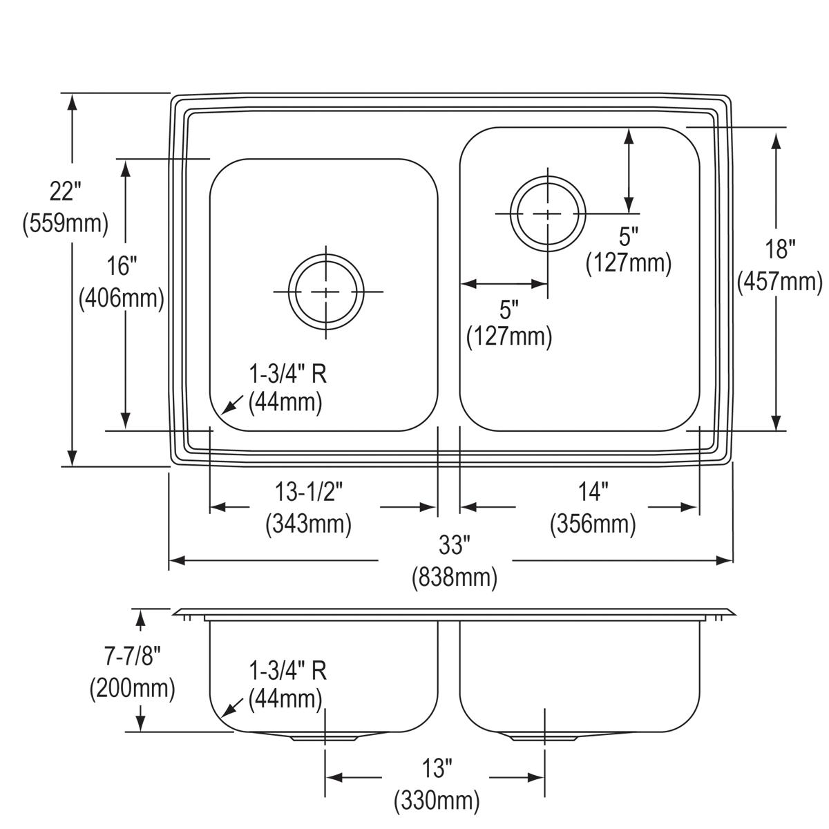 lustrous satin double bowl drop-in sink