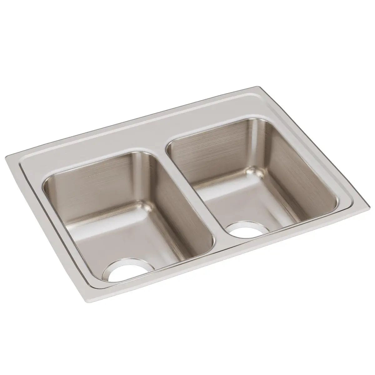 lustrous satin double bowl drop-in sink