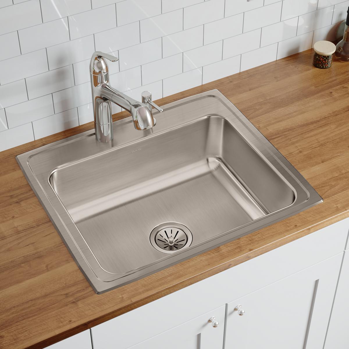 lustrous satin single bowl drop-in sink