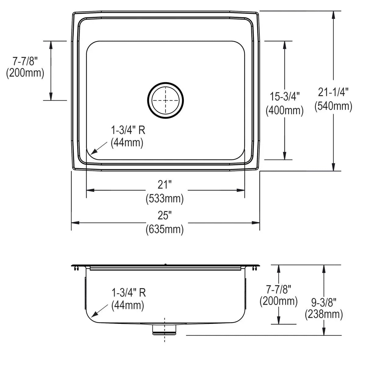 lustrous satin single bowl drop-in sink