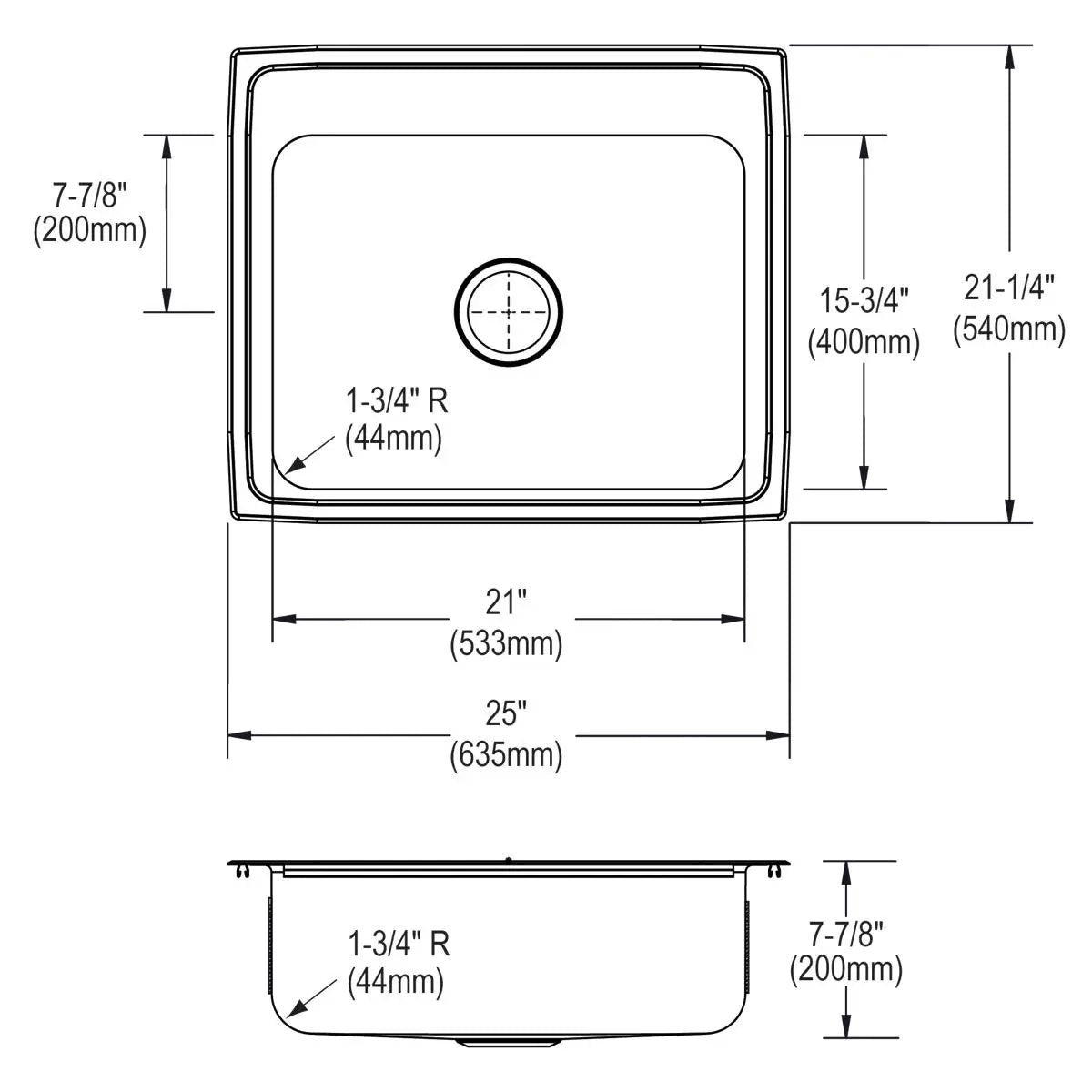 lustrous satin single bowl drop-in sink
