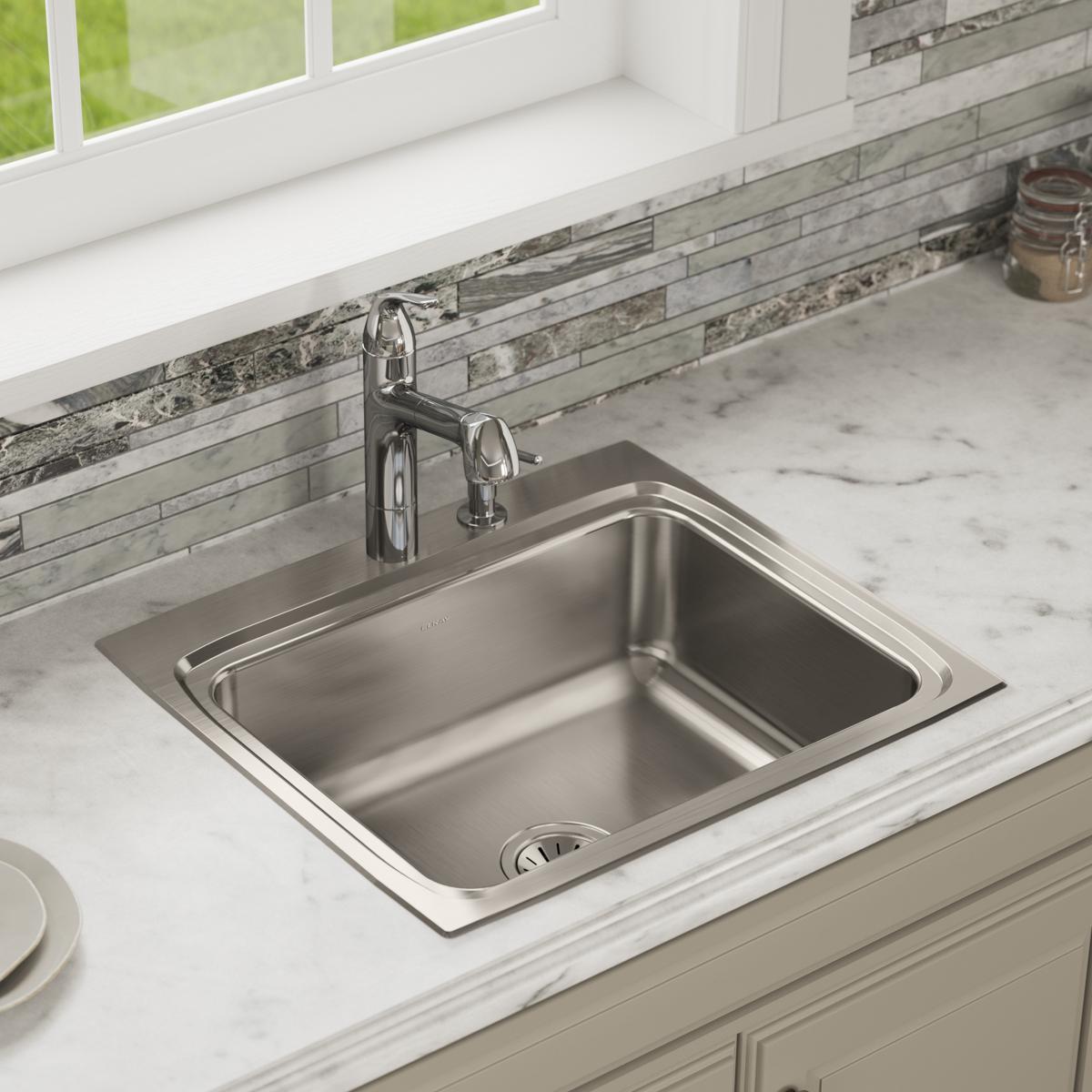 lustrous satin single bowl drop-in sink