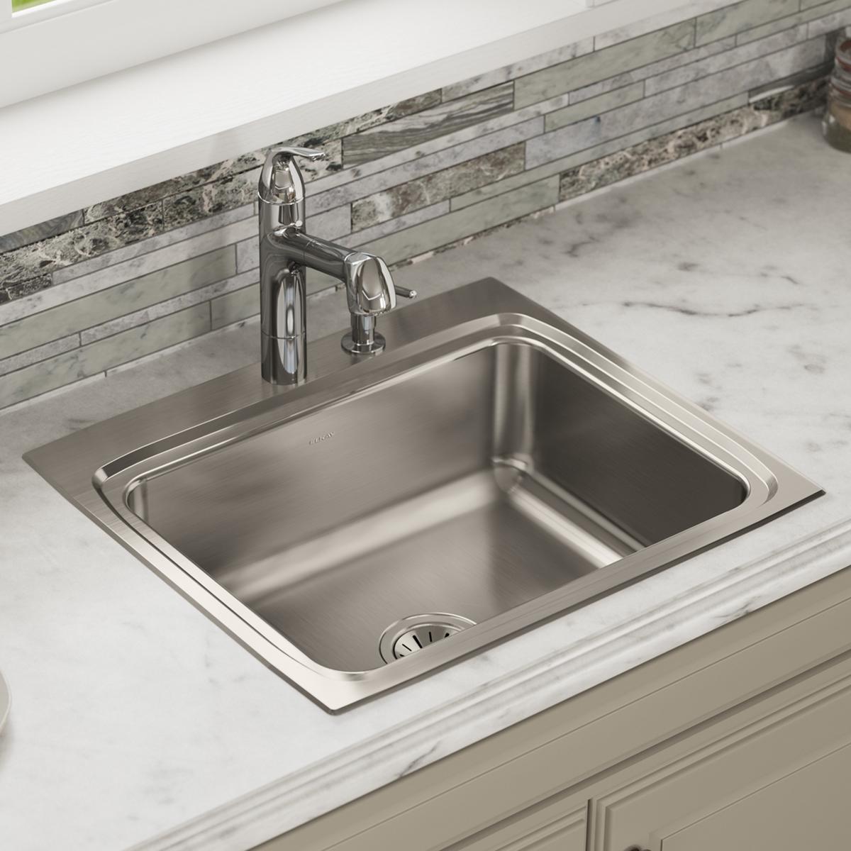lustrous satin single bowl drop-in sink