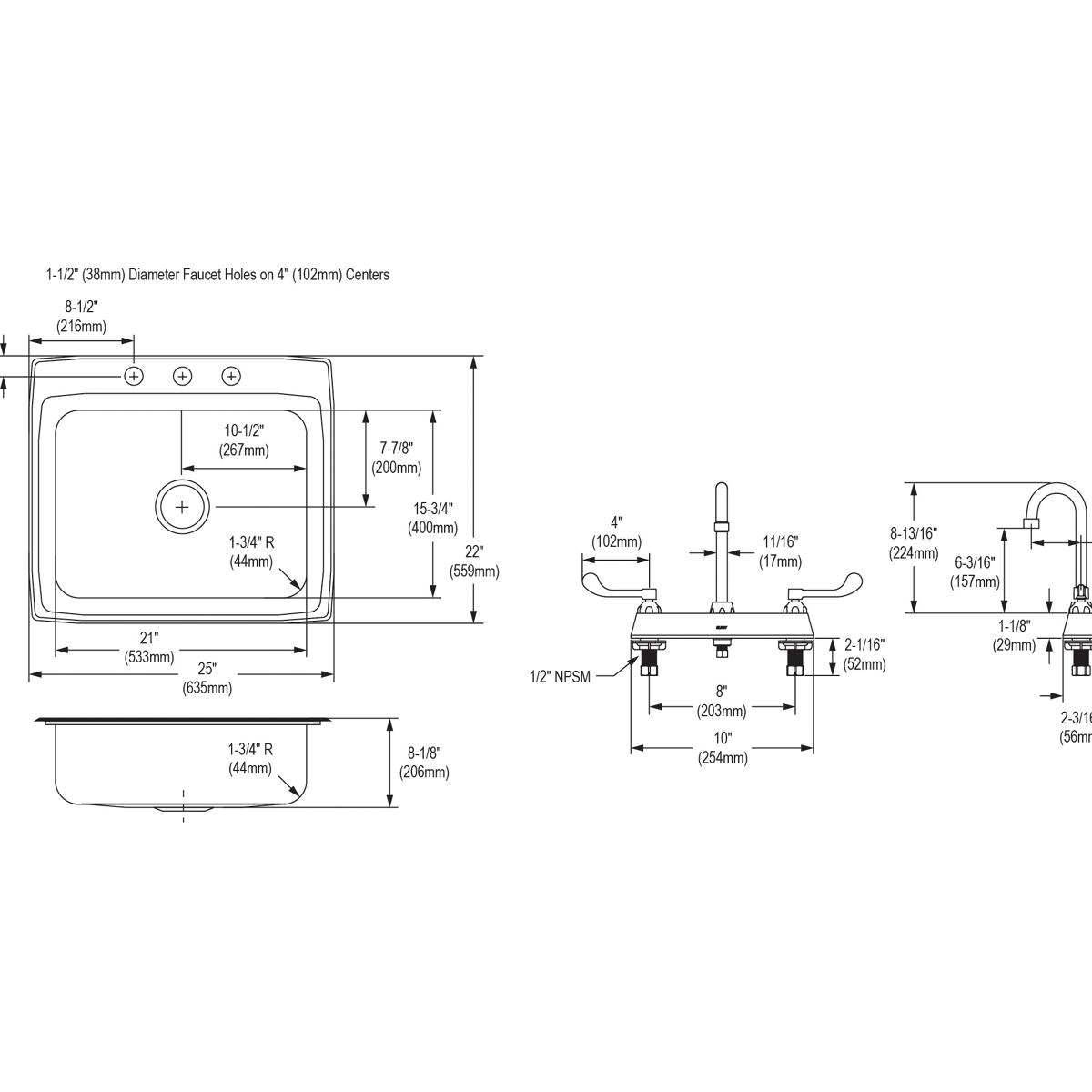 lustrous satin single bowl drop-in sink