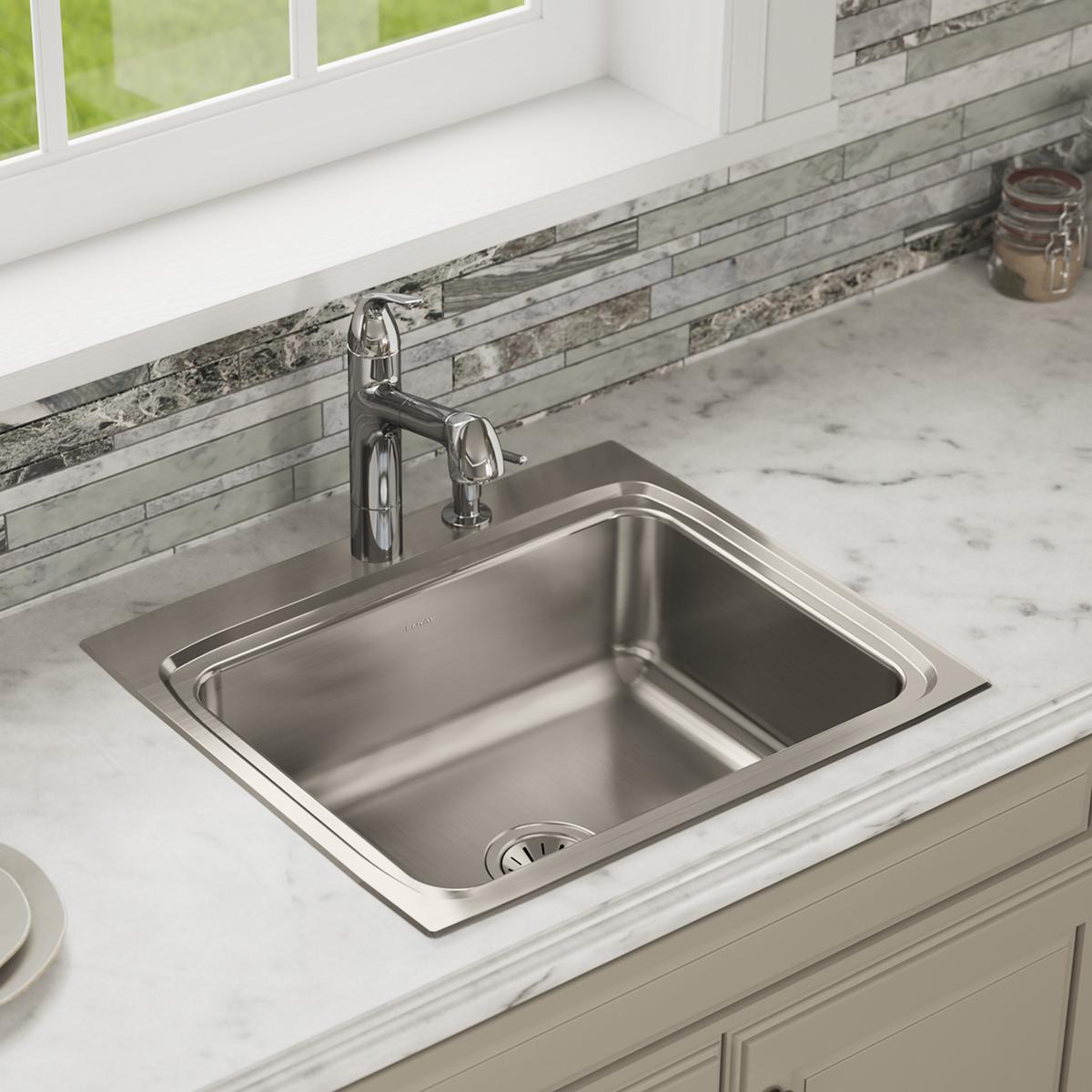 lustrous satin single bowl drop-in sink