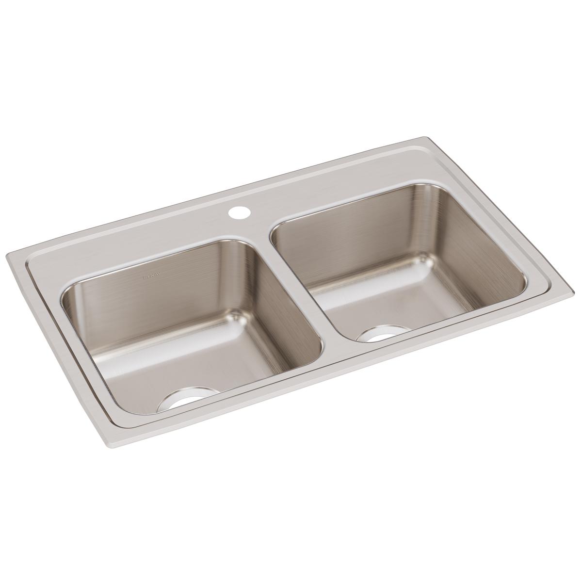 lustrous satin double bowl drop-in sink