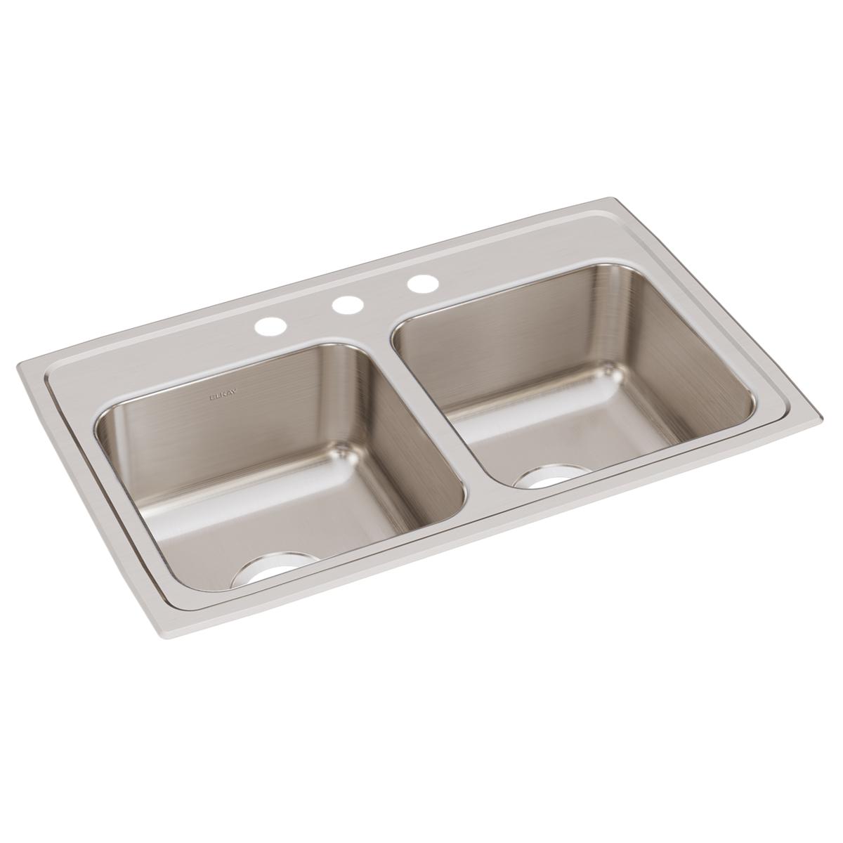 Elkay Lustertone Classic 29" x 18" x 7-5/8" Equal Double Bowl Drop-in Sink