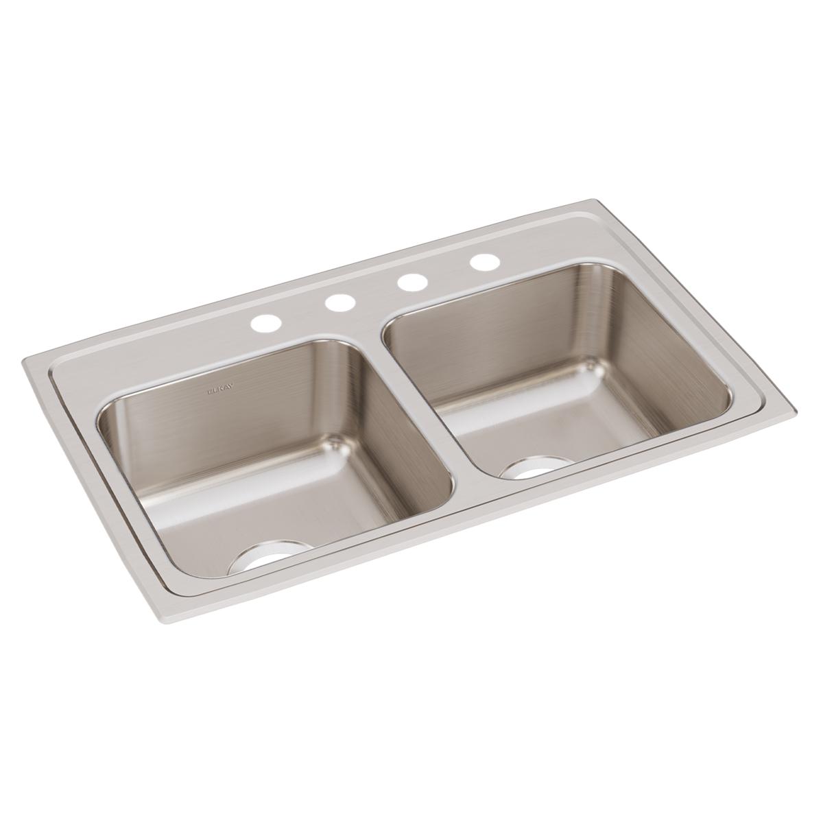 Elkay Lustertone Classic 29" x 18" x 7-5/8" Equal Double Bowl Drop-in Sink