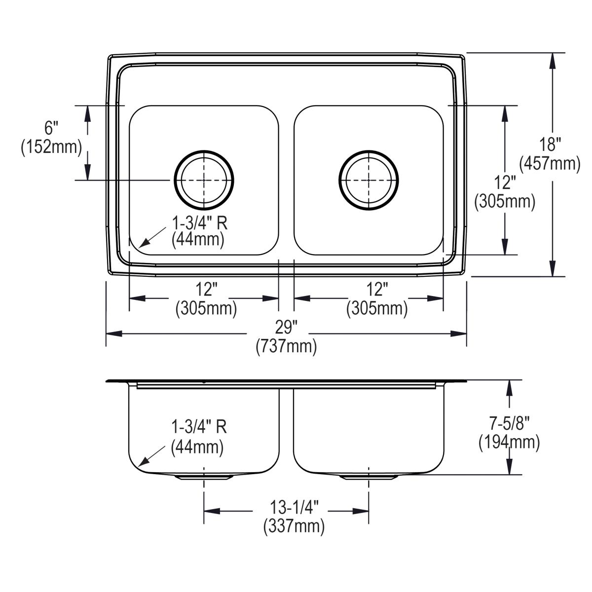 lustrous satin double bowl drop-in sink