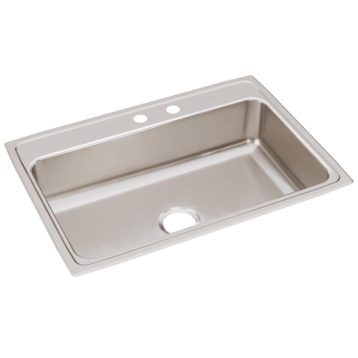 Elkay Lustertone Classic 31" x 22" x 7-5/8" MR2-Hole Single Bowl Drop-in Sink