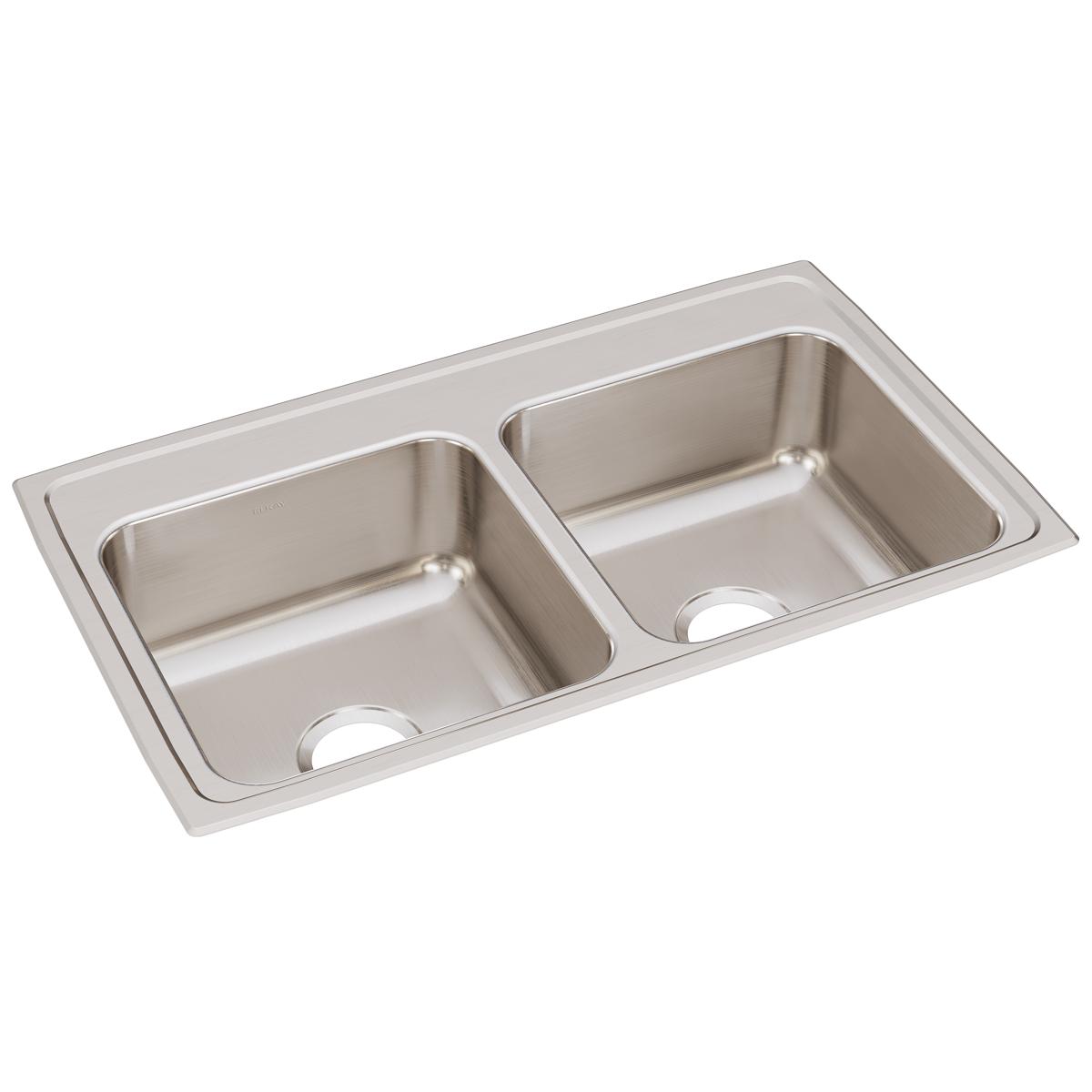 lustrous satin double bowl drop-in sink