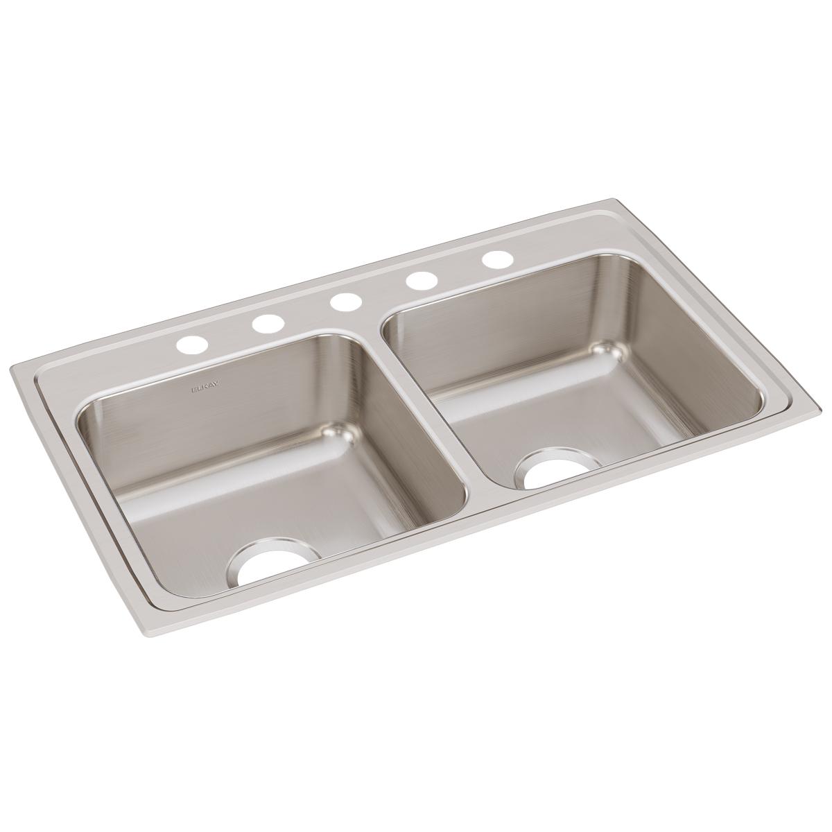 Elkay Lustertone Classic 33" x 19-1/2" x 7-5/8" Equal Double Bowl Drop-in Sink