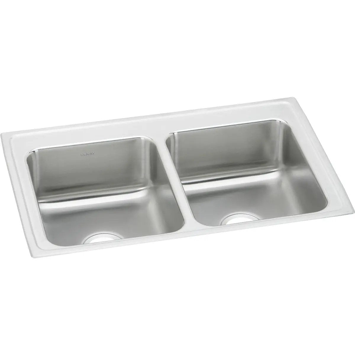 lustrous satin double bowl drop-in sink