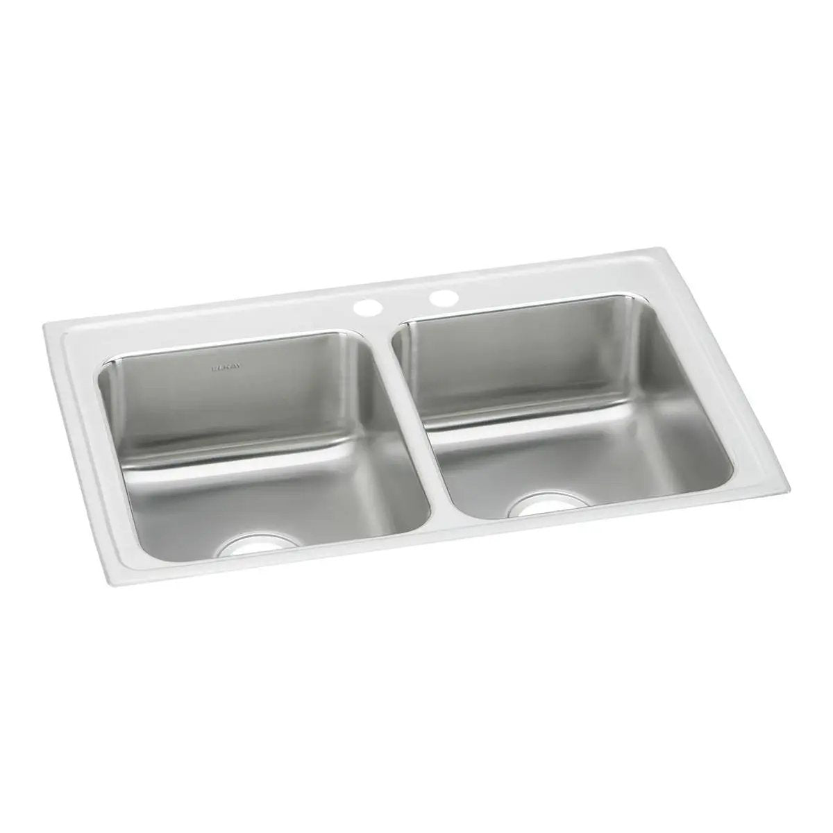 Elkay Lustertone Classic 33" x 21-1/4" x 7-7/8" MR2-Hole Equal Double Bowl Drop-in Sink by Elkay